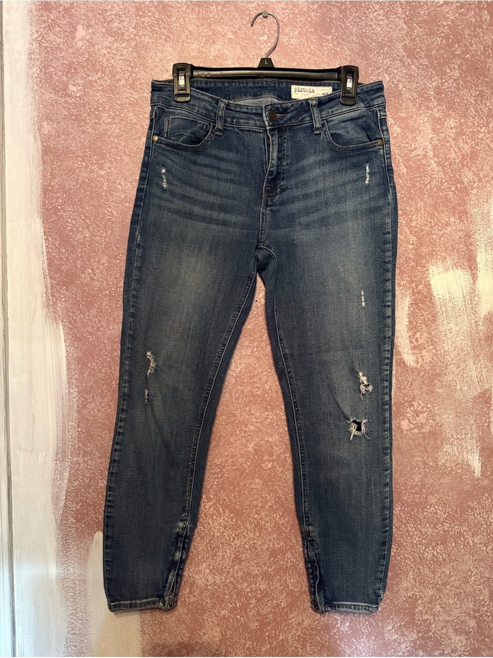 Pistola Dark Blue Distressed Women's Jeans. Size 30